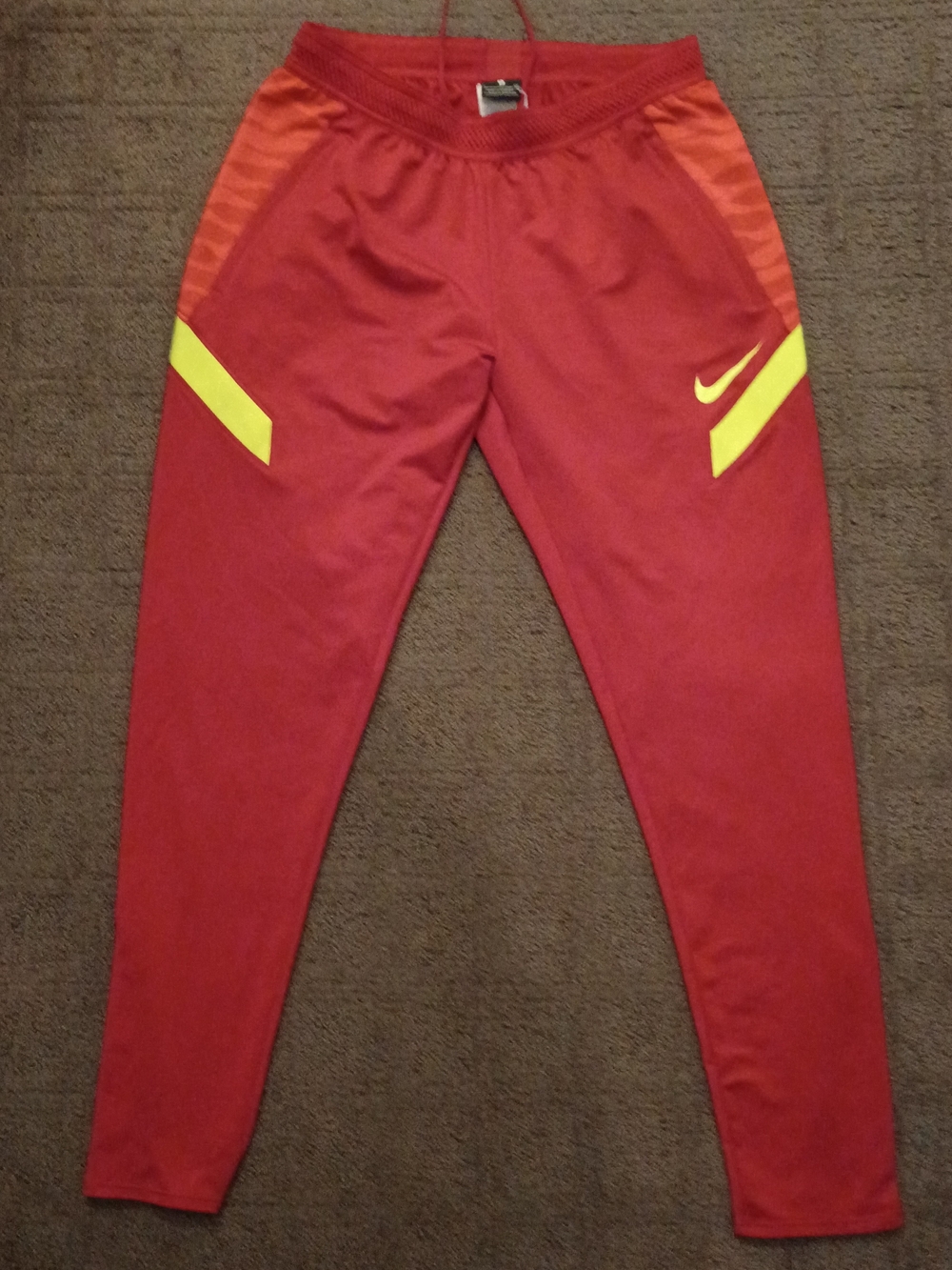 Nike Kids Red Joggers with Yellow Accent Swoosh